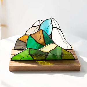 Atrapasueños de Vidrio Pintado a Mano Personalizable con Diseño de las Montañas Blue Ridge, Estilo Art <span class=keywords><strong>Deco</strong></span>, Verde y Azul, Regalo de Aniversario, Hecho a Pedido - Product Image 3