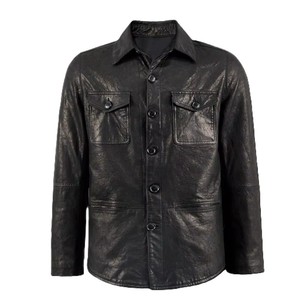 OEM New Casual Leather Bomber Jacket Men Custom Logo Design Wholesale Blank Pure Plus Size <b>Genuine</b> Pure Leather Jackets - Product Image 6