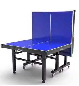 Blue Foldable Steel <b>Table</b> Tennis <b>Table</b> Portable Indoor Ping Pong <b>Desk</b> Wheels 25mm Durable Training <b>Table</b> for Club School Use - Product Image 1