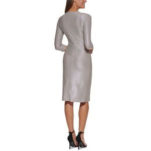 Abito tubino beige taglia grande da donna Tommy Hilfiger in maglia Fog Foil con vita arricciata - Colore naturale - Product Image 2