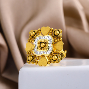 Vintage Trendy Gold Square Wedding Band Stylish Engagement Anniversary Fashionable <b>Rings</b> <b>Indian</b> Made Wedding Gift - Product Image 1