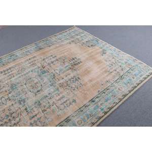 Alfombra Turca Vintage, Alfombra de 5.9x9 pies, Alfombra Azul de Lana Marroquí - Product Image 4