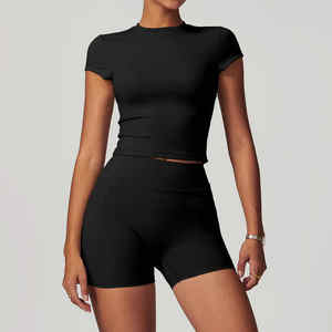 oem yoga wear for women two piece <b>leggings</b> and top set custom <b>activewear</b> for gym yoga training breathable soft fabric - Product Image 3