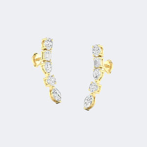 OBERON JEWELS Pendientes de Lujo para Mujer, 1.40CTW, Corte Brillante Redondo, Diseño Curvo/Lineal, Certificados por IGI - Product Image 1