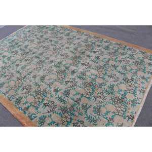 Alfombra Turca de 6.5x9.1 pies, Alfombra Vintage Azul a Rayas de Lana - Product Image 3