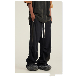 Service OEM/ODM Pantalons de survêtement décontractés pour hommes, lavés à l'acide, coupe ample, sur mesure, en molleton français, jambes larges, respirants, écologiques - Product Image 1