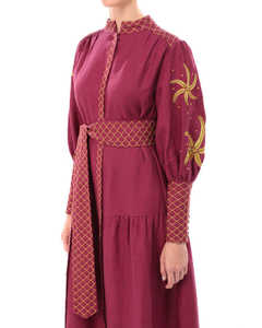 Romantic & Saucy Ukrainian Boho Style <b>Long</b> <b>Dress</b> Gorgeous <b>White</b> Embroidered <b>Long</b> Pink Sensational <b>Woman</b> <b>Long</b> Ukrainian <b>Dress</b> - Product Image 3