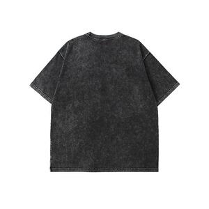 เสื้อยืดผ้าฝ้ายฟอกสีกรดสำหรับผู้หญิงเสื้อแนวสตรีทวินเทจแบบลำลองแขนสั้นผ้าปะติด - Product Image 2