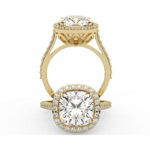 Anillo de Diamantes Premium de 4.00 Quilates, Corte Cojín, Color e Integridad SI IJ, en Oro Rosa/Amarillo/Blanco de 14K, Colección UBSL2 - Product Image 5