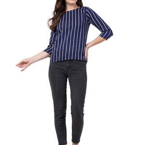 Camiseta de manga corta para mujer, 100% algodón, cuello redondo, venta al por mayor - Product Image 3