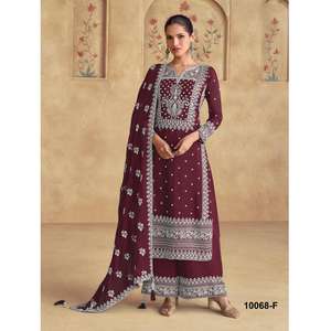 Traje Plazzo Pakistaní para Mujer, Elegante Ropa Étnica Bordada, Ajuste Cómodo, Perfecto para Ocasiones Especiales, Bodas y Fiestas - Product Image 1