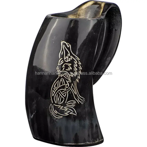 Authentique Chope à Bière en Corne de Buffle Polie et Gravée, Style Animalier Viking, Faite à la Main, avec Logo Personnalisé - Product Image 2
