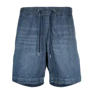 Short en jean pour hommes, pantalon ample d'été taille haute, mince, élastique, tube droit, pantalon large