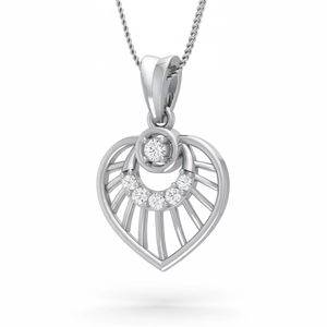 Pendentif en forme de cœur classique en or 14 carats et diamants naturels, inspiré de la nature, pour femmes - Product Image 1