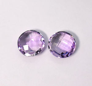 Améthyste naturelle ronde, taille briolette, 15 carats, paires, 14x14x6 mm - Product Image 1