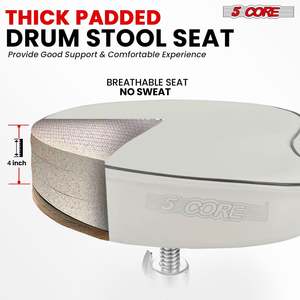 5 Core Drum Throne 4 <b>Padded</b> Guitar <b>Stool</b> Drummer Chair Adjustable Seat - Product Image 2