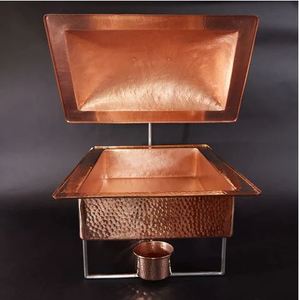 Plat de service de restauration en cuivre avec couvercle pour la maison hôtel restaurant et ustensiles de cuisine plats de service décor plat de service couleur cuivre - Product Image 3