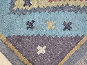 Alfombra Kilim Hecha a Mano con Patrón Geométrico, de Algodón, Rectangular, Tejido Plano, Pelo Fino, para Sala de Estar - Product Image 5
