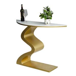 Wave-shaped Modern Luxury Marble <b>Console</b> Table 120x30x85cm with Stone Top and Iron Legs (CST058) - Product Image 1