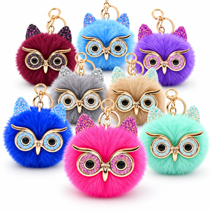 <span class=keywords><strong>Porte</strong></span>-<span class=keywords><strong>clés</strong></span> créatif 2027 en forme de hibou aux grands yeux, avec boule de poils, pendentif de sac en peluche, cadeau promotionnel pour femme, <span class=keywords><strong>porte</strong></span>-<span class=keywords><strong>clés</strong></span> en métal - Product Image 1