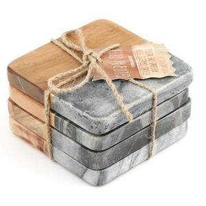 Modern Design Finished Marble and Wood Tea Coaster Set Manufacturer High Quality Wood and Mable Table Top Tea <b>Coffee</b> Coaster - Product Image 1