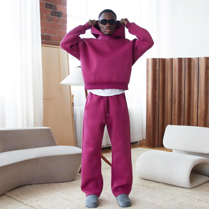 Survêtement baggy en polaire 100% coton vierge personnalisé Tenue de jogging Tenue à capuche et pantalon de survêtement Tenues de survêtement pour hommes - Product Image 2