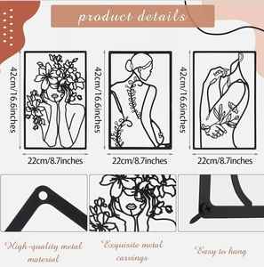 Decoración de Pared de Metal con Diseño de Líneas Minimalistas Modernas, Adhesivo, Decoración Geométrica Popular para Mujeres, Arte de Pared Navideño para el Hogar - Product Image 3