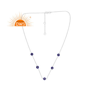 Collier de pierres précieuses en résine bleue naturelle de meilleure qualité en argent sterling fin Bijoux personnalisés pour femmes Cadeau pour elle - Product Image 3