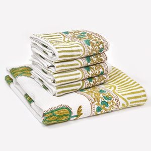 ชุดผ้าขนหนูอาบน้ำผ้าวาฟเฟิลเนื้อนุ่มในอินเดียพิมพ์ลายบล็อกผ้าเช็ดมือ1ผืนและผ้าขนหนูมือ4ผืนสี9 - Product Image 5