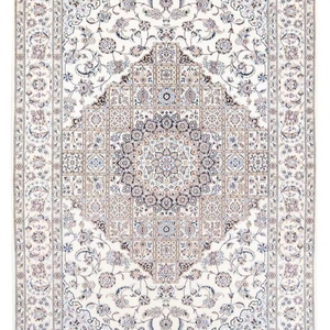 Juego de Alfombras Persas Tradicionales de Primera Calidad, de Lana/Seda Nain, Ecológicas, Aptas para Mascotas, Acolchadas, con Patrón Geométrico y Mayor Área de Nudos - Product Image 1