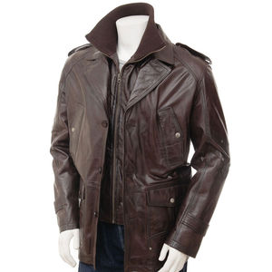 2025 nouveau dernier Design personnalisé en cuir de vachette véritable de haute qualité Long manteau respirant Style Vintage OEM hommes veste en cuir - Product Image 1