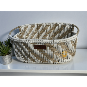 Lightweight 13x8x5 Inch Handwoven Cotton and <b>Jute</b> Storage <b>Basket</b> Decorative Organizer for Bathroom and Kitchen - Product Image 4