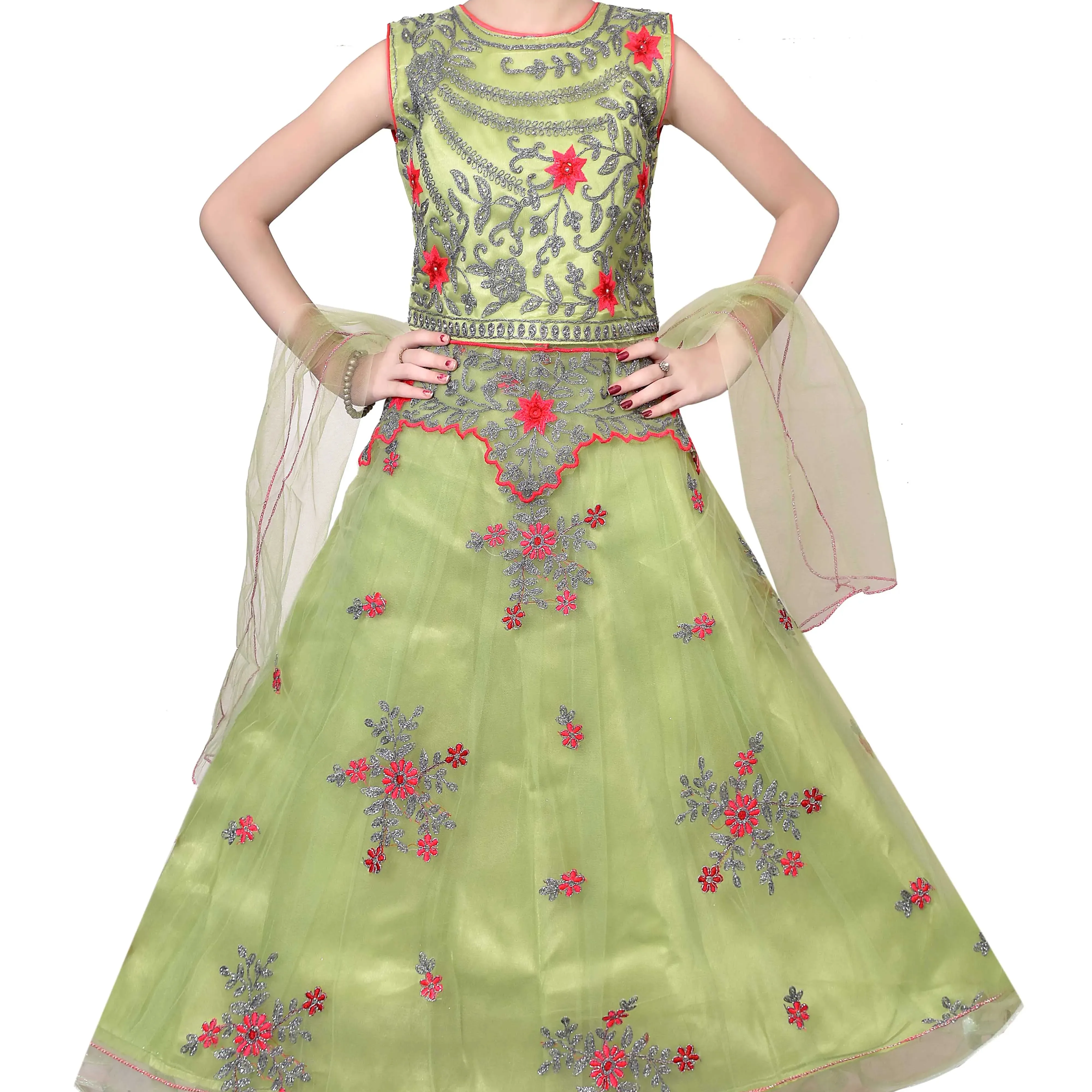 Best Quality Most Demanding Indian Traditional Net Lehenga Choli With Dupatta Dress For Girls 3-10Years Made In India