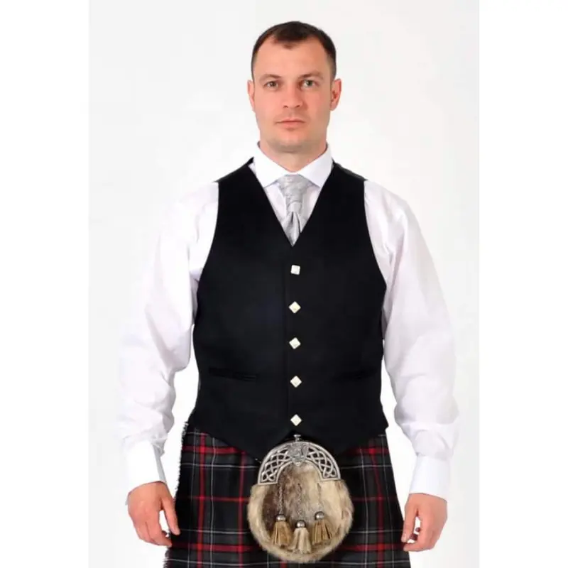 Hot Koop Beste Kwaliteit Argyll Formele Gekleed 5 Knop Vest Gemaakt Van 100% Barathea Wol Argyll Vijf Knoppen Kilt Vest alleen