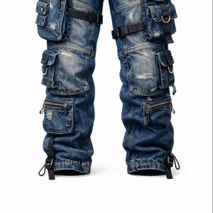 Pantalones Vaqueros de Mezclilla para Hombre, Primavera-Otoño 2026, Oferta, Logotipo Personalizado, 100% Algodón, Azul, Corte Recto, Holgados, Multibolsillos, Pantalones de Trabajo - Product Image 5