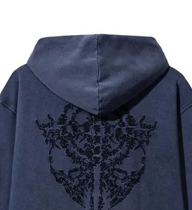 Sweats à capuche pour hommes, streetwear d'automne, uni, avec poche, 250 g/m², 100 % polyester jersey, logo personnalisé brodé, fermeture éclair, vintage, surdimensionné - Product Image 5