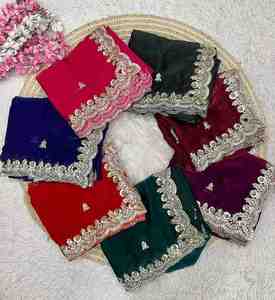 Fendy Satin Soie Belle Designer Saree Collection Catalogue complet disponible au prix de gros, Saree avec broderie travaillé. - Product Image 3