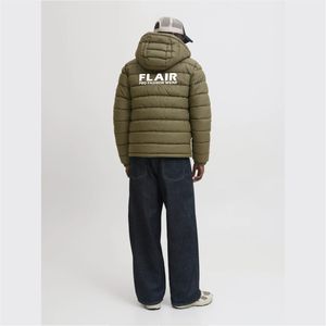 Veste matelassée en denim de haute qualité pour homme, style vintage, col montant, logo brodé sur le devant, motif uni, fermeture éclair pour l'hiver - Product Image 3