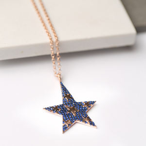 Collier avec pendentif en forme d'étoile, zircon, fabrication artisanale turque, délicat, vente en gros, bijoux en argent sterling 925, cadeau - Product Image 3