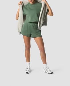 Conjunto Deportivo Informal para Mujer, Top Corto Transpirable y Pantalones Cortos de Salón, Venta al Por Mayor Personalizada - Product Image 1