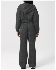 Conjunto de Ropa de Salón de Invierno, Sudadera con Cierre de Cremallera, Pantalones Deportivos de Pierna Ancha, 2 Piezas, Felpa, 100% Algodón, Chándal para Mujer - Product Image 2