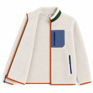 <b>Men</b> <b>Sherpa</b> Fleece <b>Jacket</b> 360g Anti-Bacterial Breathable Color Block Zip-Up Front Custom Logo Eco-Friendly Winter Outerwear - Product Image 2