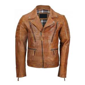 Chaquetas de cuero de invierno de alta calidad para hombre, cortavientos de motociclista ajustado con cuello levantado, abrigos de moda - Product Image 1
