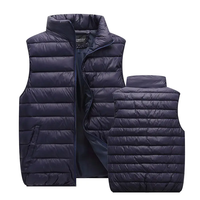 Chaleco Acolchado Grueso para Hombre, Talla Grande, con Logotipo Personalizado, Cuello Redondo, Botones Cubiertos, Bolsillos, Impermeable, Transpirable, Chaqueta de Invierno