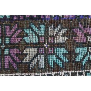 พรมวินเทจขนาดเล็ก, พรมตุรกีขนาด 2.3x3 ฟุต, พรมขนสัตว์สีม่วงลายนามธรรม - Product Image 5