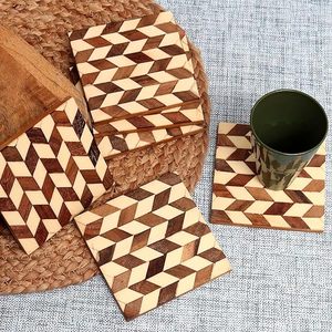 Posavasos de té de madera hechos a mano elegantes con acabado pulido y superficie lisa para decoración de mesa con estilo y regalos en Low Coast - Product Image 1