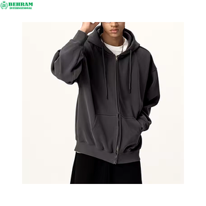 Custom Vintage Red Unisex Zipper Hoodies Regular Fit Drop Shoulder Thermal Polyester/Cotton French Terry 400 Grams Hooded - Product Image 5