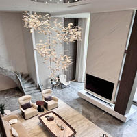 Lustre LED sur mesure pour hall d'hôtel, design moderne et luxueux, carré, pour villa, bureau, escalier, avec commande sans fil et réglable