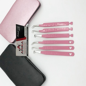 Pince à épiler d'extension de cils en acier inoxydable à revêtement rose de haute qualité conception personnalisée forte adhérence durable cils à pointe pointue - Product Image 5