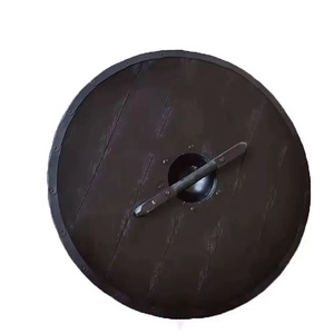 Bouclier en bois de style médiéval viking, entièrement fonctionnel, bouclier médiéval pour la bataille, décoration de la maison, métal durable pour cadeau - Product Image 4